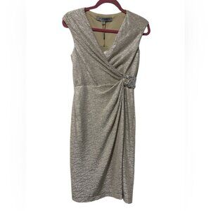 Maggy London Silver Ruched Dress  4